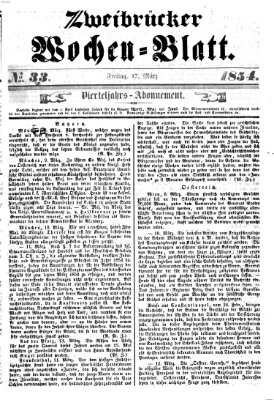 Zweibrücker Wochenblatt Freitag 17. März 1854