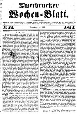 Zweibrücker Wochenblatt Dienstag 21. März 1854