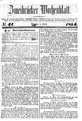 Zweibrücker Wochenblatt Dienstag 4. April 1854