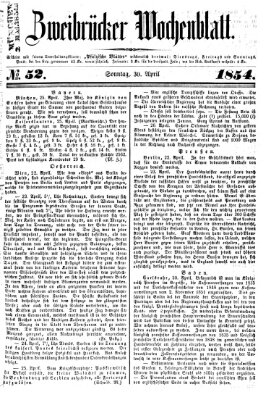 Zweibrücker Wochenblatt Sonntag 30. April 1854