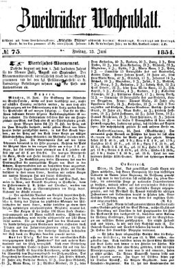 Zweibrücker Wochenblatt Freitag 23. Juni 1854