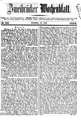 Zweibrücker Wochenblatt Dienstag 25. Juli 1854