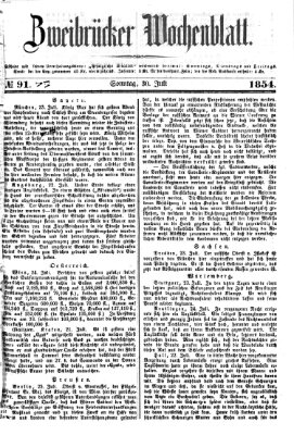 Zweibrücker Wochenblatt Sonntag 30. Juli 1854