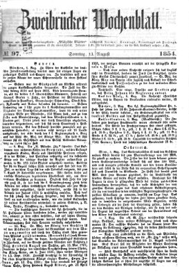 Zweibrücker Wochenblatt Sonntag 13. August 1854