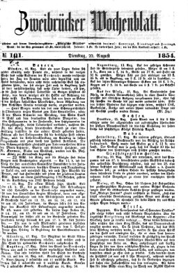 Zweibrücker Wochenblatt Dienstag 22. August 1854