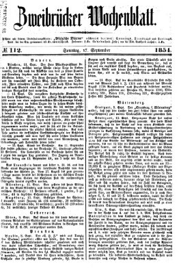 Zweibrücker Wochenblatt Sonntag 17. September 1854