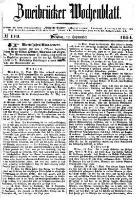 Zweibrücker Wochenblatt Dienstag 19. September 1854