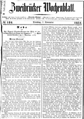 Zweibrücker Wochenblatt Dienstag 7. November 1854