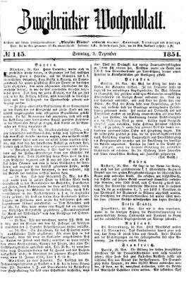 Zweibrücker Wochenblatt Sonntag 3. Dezember 1854