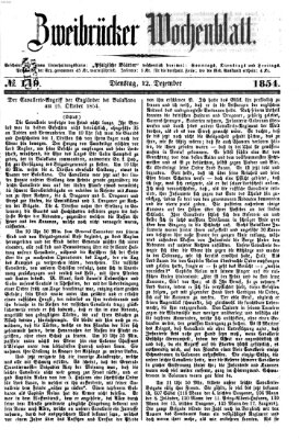 Zweibrücker Wochenblatt Dienstag 12. Dezember 1854