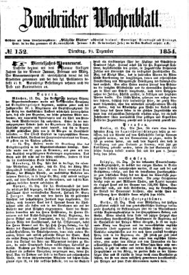 Zweibrücker Wochenblatt Dienstag 19. Dezember 1854