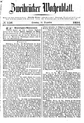 Zweibrücker Wochenblatt Sonntag 31. Dezember 1854