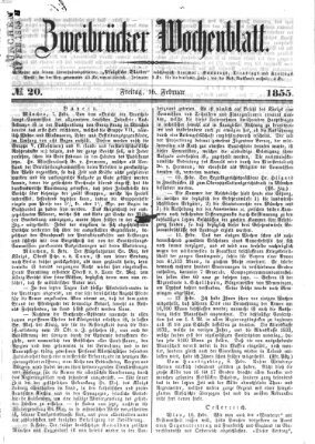 Zweibrücker Wochenblatt Freitag 16. Februar 1855