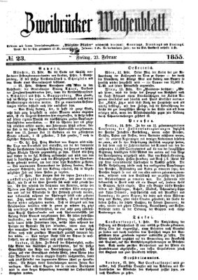 Zweibrücker Wochenblatt Freitag 23. Februar 1855