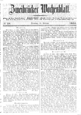 Zweibrücker Wochenblatt Sonntag 25. Februar 1855