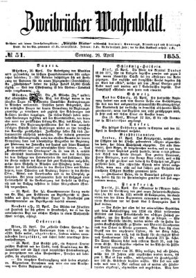 Zweibrücker Wochenblatt Sonntag 29. April 1855