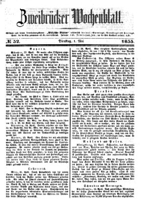 Zweibrücker Wochenblatt Dienstag 1. Mai 1855