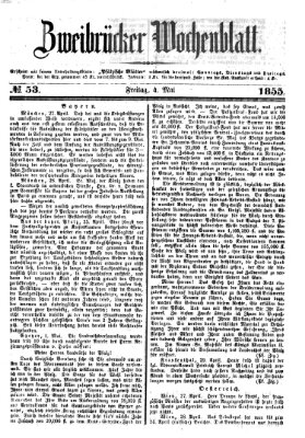 Zweibrücker Wochenblatt Freitag 4. Mai 1855