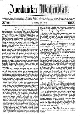 Zweibrücker Wochenblatt Sonntag 20. Mai 1855