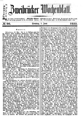 Zweibrücker Wochenblatt Sonntag 3. Juni 1855