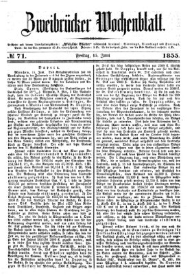 Zweibrücker Wochenblatt Freitag 15. Juni 1855