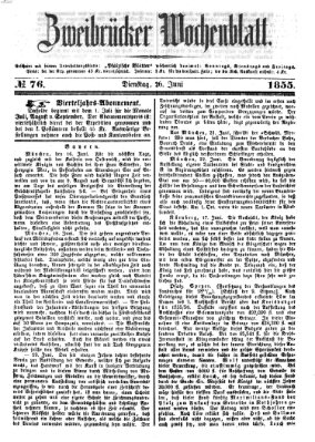 Zweibrücker Wochenblatt Dienstag 26. Juni 1855