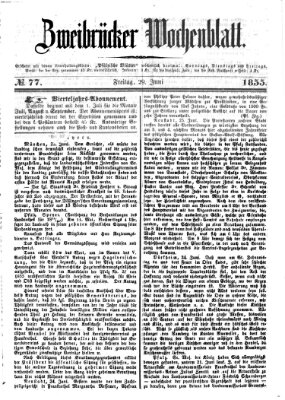 Zweibrücker Wochenblatt Freitag 29. Juni 1855