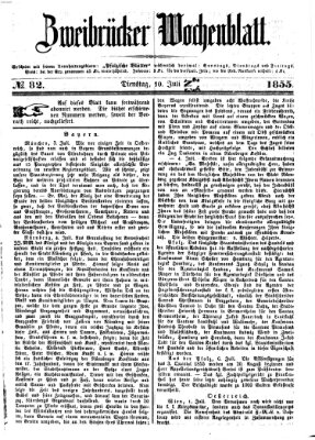 Zweibrücker Wochenblatt Dienstag 10. Juli 1855