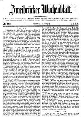 Zweibrücker Wochenblatt Sonntag 5. August 1855