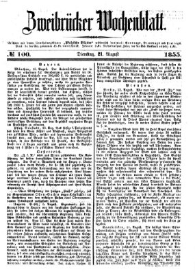 Zweibrücker Wochenblatt Dienstag 21. August 1855