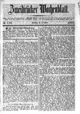 Zweibrücker Wochenblatt Freitag 5. Oktober 1855