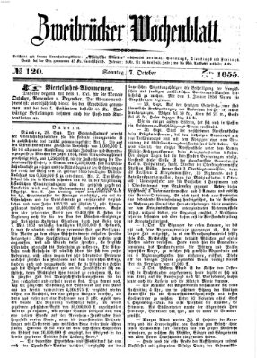 Zweibrücker Wochenblatt Sonntag 7. Oktober 1855