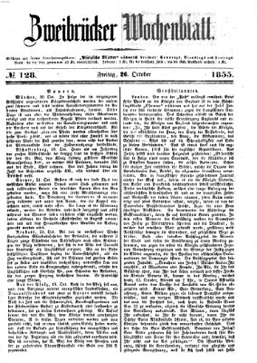 Zweibrücker Wochenblatt Freitag 26. Oktober 1855