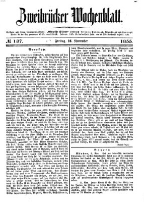 Zweibrücker Wochenblatt Freitag 16. November 1855