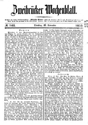 Zweibrücker Wochenblatt Dienstag 27. November 1855