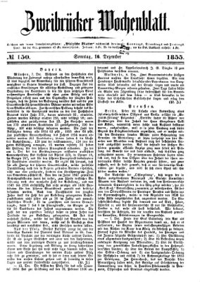 Zweibrücker Wochenblatt Sonntag 16. Dezember 1855