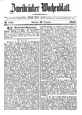 Zweibrücker Wochenblatt Sonntag 23. Dezember 1855