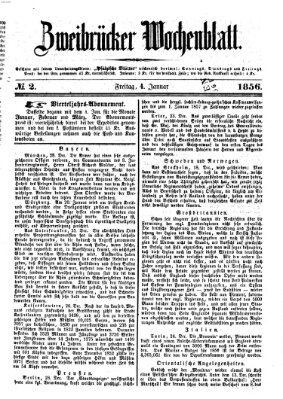 Zweibrücker Wochenblatt Freitag 4. Januar 1856