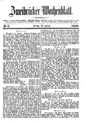 Zweibrücker Wochenblatt Freitag 18. Januar 1856