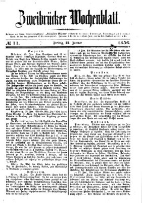 Zweibrücker Wochenblatt Freitag 25. Januar 1856