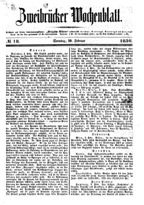 Zweibrücker Wochenblatt Sonntag 10. Februar 1856