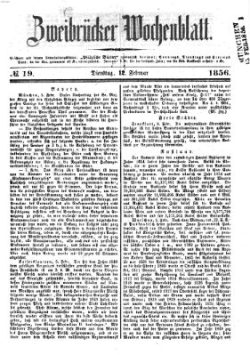 Zweibrücker Wochenblatt Dienstag 12. Februar 1856