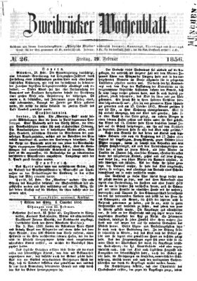 Zweibrücker Wochenblatt Freitag 29. Februar 1856