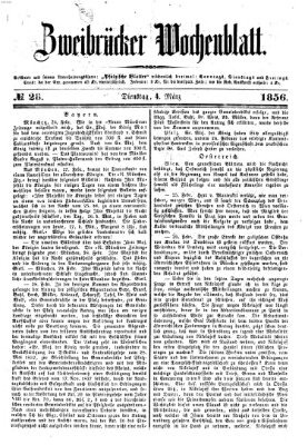 Zweibrücker Wochenblatt Dienstag 4. März 1856