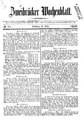 Zweibrücker Wochenblatt Dienstag 11. März 1856