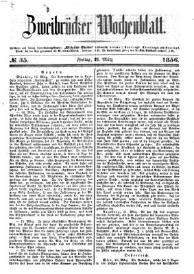 Zweibrücker Wochenblatt Freitag 21. März 1856