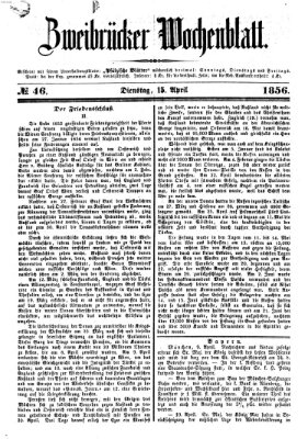 Zweibrücker Wochenblatt Dienstag 15. April 1856