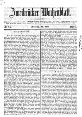 Zweibrücker Wochenblatt Dienstag 29. April 1856