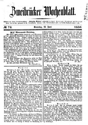 Zweibrücker Wochenblatt Sonntag 15. Juni 1856