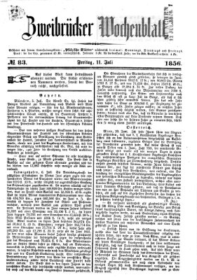 Zweibrücker Wochenblatt Freitag 11. Juli 1856